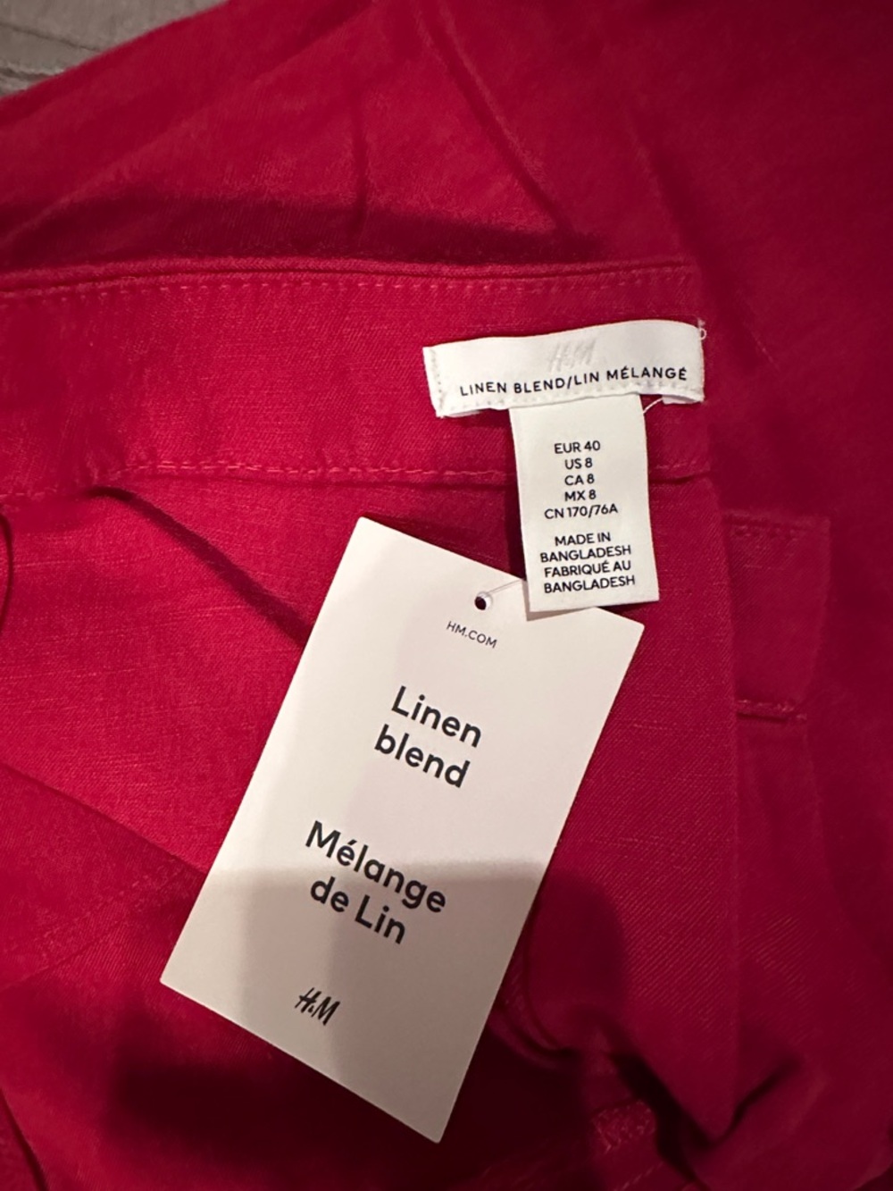 H&M Red Linen-Blend Chinos - Picture 2 of 2